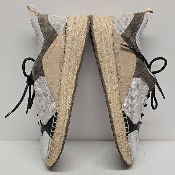 Marc Fisher Janette 4 Silver Leather And Fabric Espadrille Sneakers 9 - Picture 3 of 8